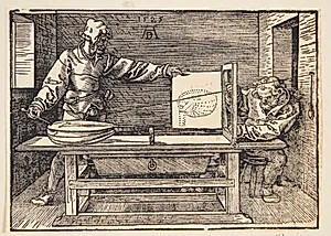 Kunstner, som tegner en lut by Albrecht Dürer