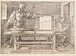 Kunstner, som tegner en lut by Albrecht Dürer