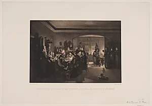 Kunstnere forsamlede om aftenen i Finchs kaffehus i München by Adolph Kittendorff