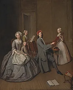 Kunstneren og hans familie musicerende by Balthasar Denner