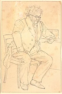 Kunstnerens fader læsende by Christen Købke
