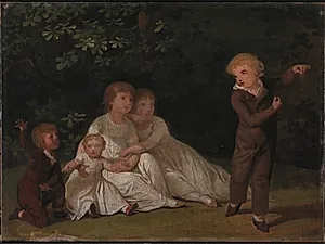 Kunstnerens fem børn i en have. Studie by Jens Juel