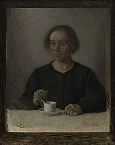 Kunstnerens hustru Ida Hammershøi med en tekop