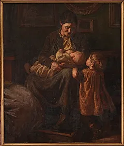 Kunstnerens hustru med to børn by Joakim Skovgaard