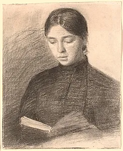 Kunstnerens søster Anna, læsende by Vilhelm Hammershøi