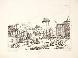 Kvægmarkedet ved Campo Vaccino (Forum Romanum) i Rom med ruinerne af Jupitertemplet