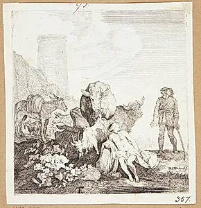 Kvinde, der overraskes, mens hun bader by Moyses van Wtenbrouck