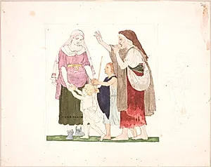 Kvinde der uddeler brød by Lorenz Frølich