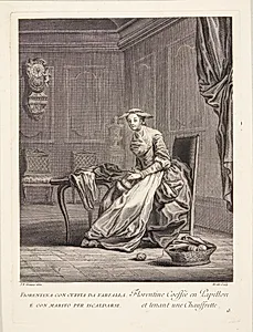 Kvinde fra Firenze (Florentine Coeffée en Papillon et tenant une Chauffrette) by Pierre Etienne Moitte