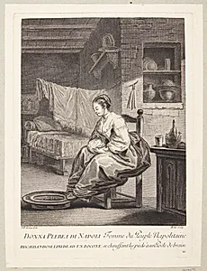 Kvinde fra Napoli (Femme du Peuple Napolitaine se chauffant les pieds à une Poële de braise) by Pierre Etienne Moitte