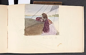 Kvinde i en sejlbåd by Agnes Slott-Møller