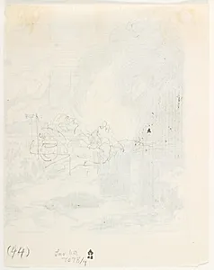 Kvinde i seng. Antagelig illustrationsudkast til H.C. Andersen, "Noget" by Lorenz Frølich