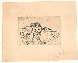 Kvinde liggende på en sofa (Jeanne-Marie) by Berthe Morisot
