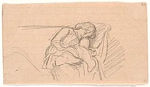 Kvinde med barn på skødet, siddende i sofa by Joakim Skovgaard