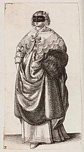 Kvinde med en maske og muffe by Wenceslaus Hollar