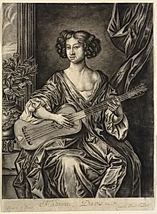 Kvinde med guitar. "Madame Davis" efter Sir Peter Lely's portræt af Mary Davies fra 1674 by Thomas Watson