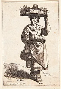 Kvinde med kurv på hovedet by Cornelis Pietersz Bega