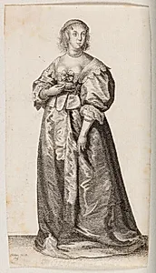 Kvinde med perlehalskæde og -armbånd by Wenceslaus Hollar
