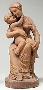 Kvinde siddende med et barn på skødet by Georg Christian Freund