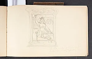 Kvinde ved et bord, med krone og et sølvbæger hævet i hilsen by Agnes Slott-Møller