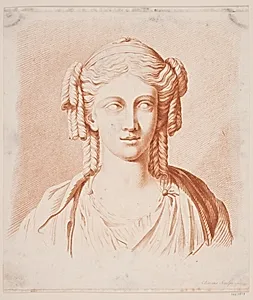 Kvindehoved i antik stil by J.F. Clemens