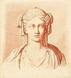 Kvindehoved i antik stil by J.F. Clemens