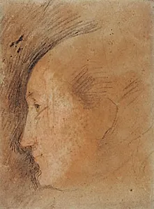 Kvindehoved i profil mod venstre by Federico Barocci