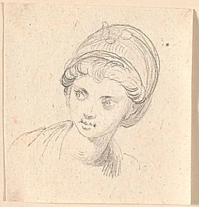 Kvindehoved med turban by Jens Juel