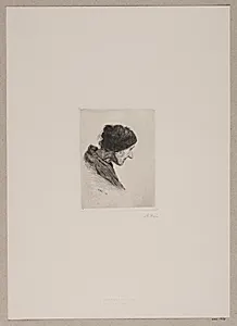 Kvindehoved. Profil til højre by Axel Hou