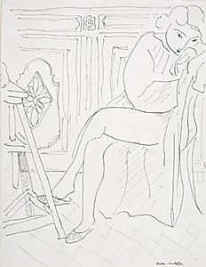 Kvindelig model, der hviler sig i atelieret by Henri Matisse