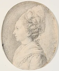 Kvindeportræt. Profil til venstre by J.F. Clemens