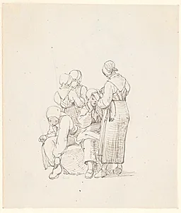 Kvinder i Dalarne hæger sig til kirkegangen i Leksand kirke by Wilhelm Marstrand