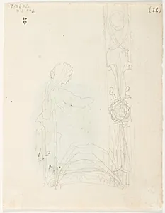 Kvindeskikkelse og ornament by Lorenz Frølich