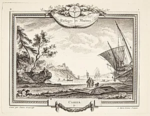 Kystlandskab, i forgrunden mænd, der fisker by Jeanne Françoise Ozanne