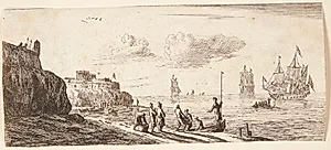 Kyststrækning med fæstningsværk og klipper by Reinier Zeeman