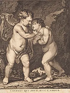 L'enfant qui joue avec l'Amour by J.F. Clemens