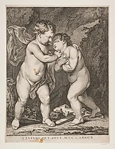 L'enfant qui joue avec l'Amour by J.F. Clemens