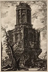 La Conocchia, det gamle gravmæle på Via Appia, nær Capua by Giovanni Battista Piranesi