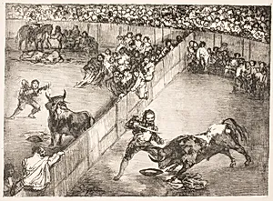 "La Division de la Place " [Tyrekamp i opdelt arena] by Francisco de Goya