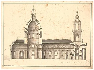 Længdesnit gennem S. Lorenzo kirke, Rom by Marcus Tuscher