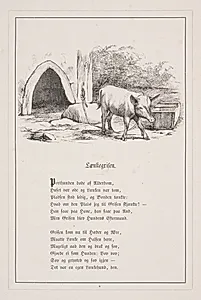 Lænkegrisen. Illustration til H.V. Kaalund, "Fabler for Børn" by H.P. Hansen