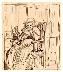 Læsende gammel dame by Wilhelm Marstrand