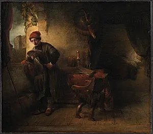 Læsende ung mand ved vinduet i sit studerkammer, kaldet "Studenten" by Willem Drost