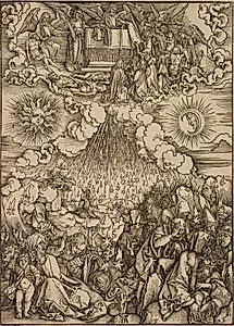 Lammet bryder det femte og det sjette segl by Albrecht Dürer