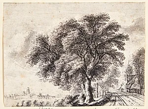 Landevej, i baggrunden Dordrecht by Gillis Neyts