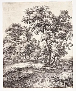 Landevej med familie, der gør holdt by Anthonie Waterloo