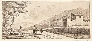 Landevej med mand på et æsel by Reinier Zeeman