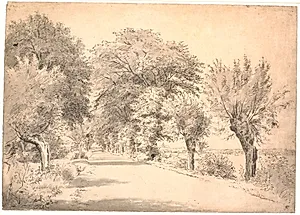 Landevejen ved herregaarden Vognserup. by P.C. Skovgaard