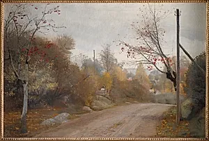 Landevejen ved Mogenstrup. Efterår
