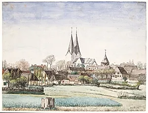 Landsby med kirke. Broager by O.D. Ottesen